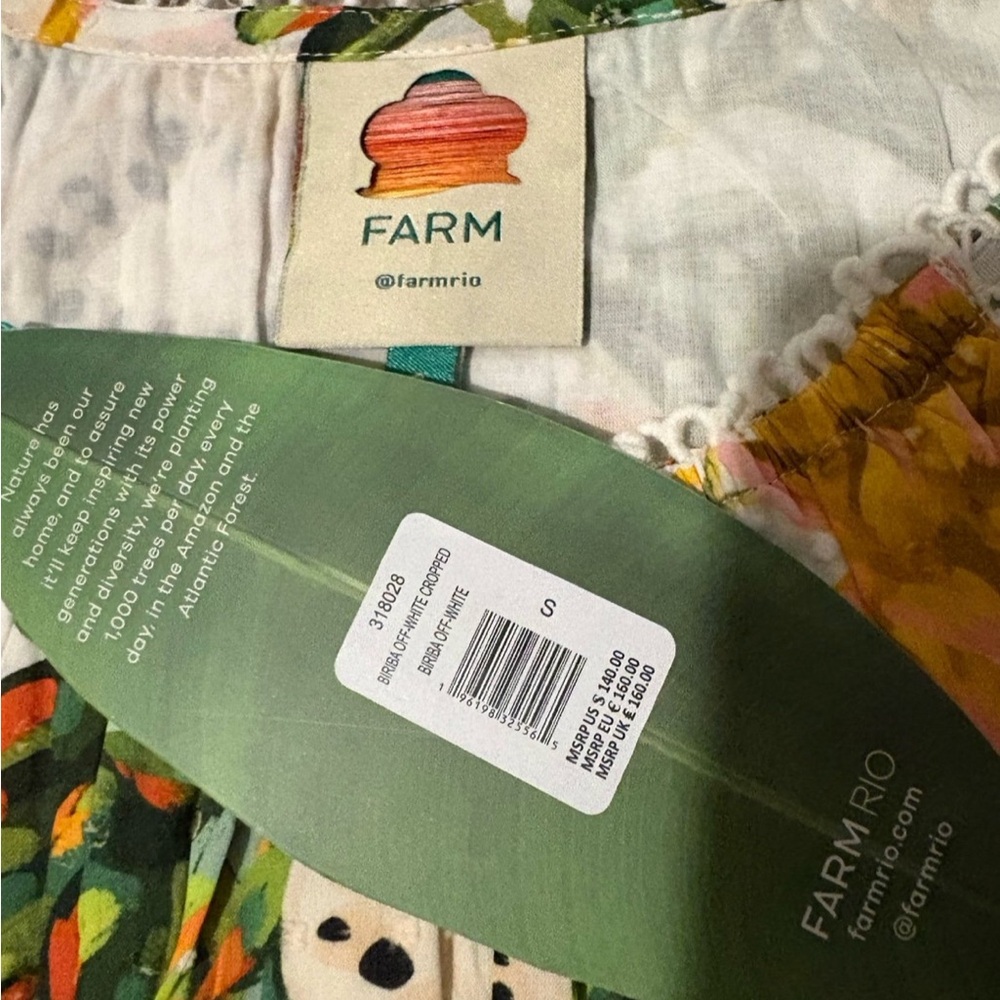 Farm Rio NWT Biriba Cropped Multi Color Tropical Top Size S Resortwear Summer - Picture 5 of 9